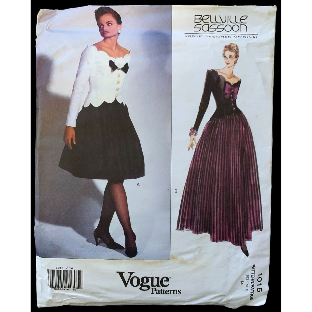 Vogue Designer BELLVILLE-SASSOON Sew Pattern Evening Cocktail Formal 2pc Sz14 UC